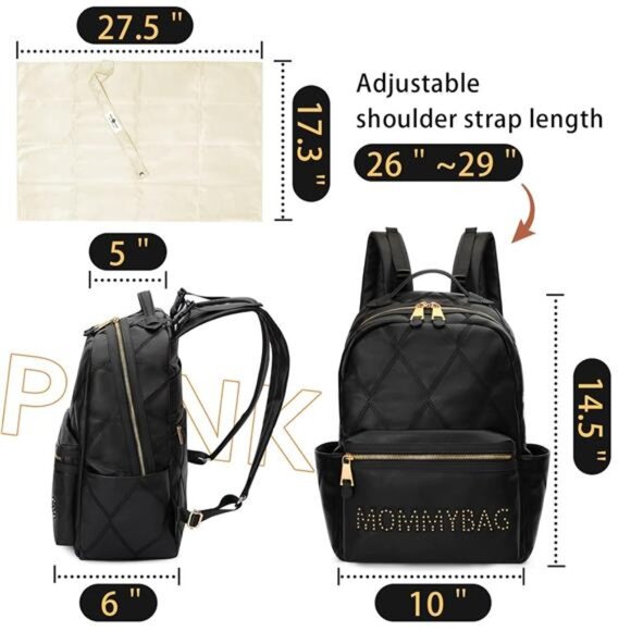 Diaper Bag Backpack Leather, Baby Diaper Bag Backpack,Large Capacity Diaper Bag - Picture 3 of 7